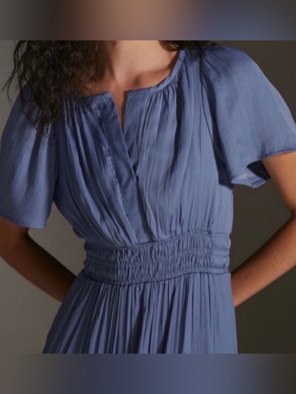 Anthropologie The Somerset Satin Maxi Dress Blue Slate Size XL - Picture 4 of 9